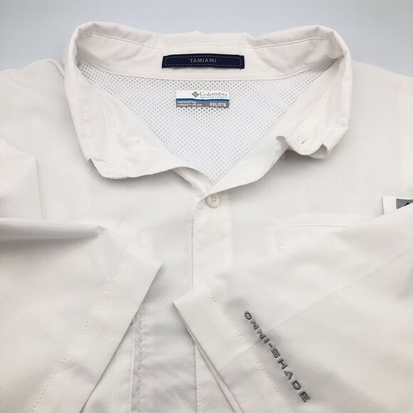 Columbia PFG Button Down Short Sleeve Fishing Shirt White Mens XXL Summer Travel - Picture 1 of 10